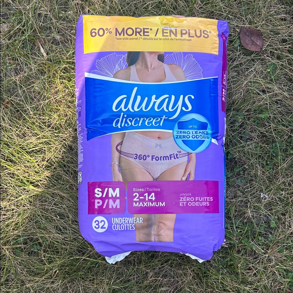 Always Discreet Underwear in Purple Packaging